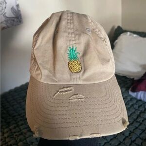 KBETHOS Beige Pineapple Embroidered Cap